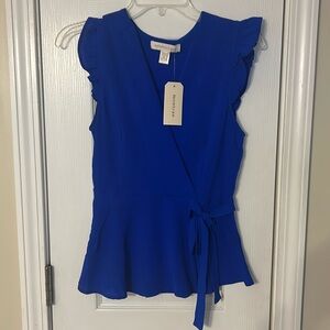 Royal Blue front tie blouse - medium